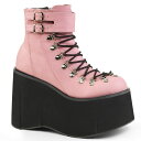 demonia デモニア 厚底 ブーツ ショートブーツ 厚底 ウェッジソール 11.5cm ヒール ベビーピンク 編み上げ レースアップ ジッパー 小さいサイズ 大きいサイズ 厚底靴 アンクルブーツ パンク V系 ゴスロリ ファッション 靴 レディース メンズ KERA-21 KERA21/BPVL 取寄