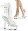 ショートブーツ ブーティ 厚底 Pleaser プリーザー 15cm ヒール 15cmヒール 透明 クリア サイドジッパー ブーツサンダル ブーティサンダル オ...