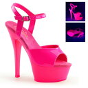 キャバ ヒール サンダル 厚底 Pleaser プリーザー 15cm ヒール ホットピンク ブラックライト ネオン アンクルストラップ パーティー ステージ ハイヒール ピンヒール セクシー ポールダンス 大きいサイズ 女装 レディース メンズ KISS-209UV KISS209UV/NHPNK/M 取寄