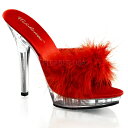 Pleaser プリーザー キャバ ヒール ミュール サンダル クリア 赤 レッド 13cm ヒール レディース メンズ ピンヒール ハイヒール クリアヒール 小さいサイズ 大きいサイズ ファー オープントゥ ダンス 衣装 ドレス 靴 13センチ ヒール 高め LIP-101-8 LIP101-8/R/C 取寄