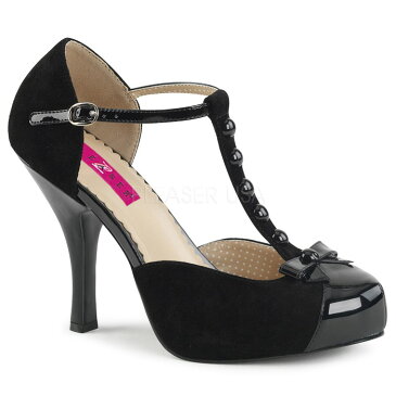 Pleaser プリーザー パンプス レディース メンズ 11.5cm ヒール 黒 ブラック スエード エナメル Tストラップ アンクルストラップ サイドオープン ステージ セクシー ハイヒール 大きいサイズ あり 25cm 26cm 27cm 28cm 29cm 30cm 31cm 32cm PINUP-02 PINUP02/BMCSUE-BPT 取寄
