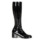 Pleaser プリーザー ロングブーツ 5cm ヒール 黒 ブラック エナメル レディース メンズ ローヒール ストレッチ ダンスシューズ ブーツ ロング コ...