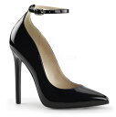 Pleaser プリーザー セクシー ハイヒール パンプス 黒 ブラック エナメル 13cm ヒール レディース メンズ ピンヒール ポインテッドトゥ アンクル...