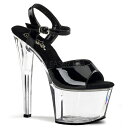 Pleaser プリーザー ヒール キャバ サンダル 厚底 18cm ヒール 黒 ブラック 透明 クリア エナメル ハイヒール クリアヒール 大きいサイズ 小さ...