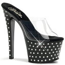 Pleaser プリーザー ヒール キャバ ミュール サンダル 厚底 18cm ヒール 透明 クリア 黒 ブラック 女性 男性 用 ハイヒール 大きいサイズ 小...