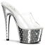 Pleaser プリーザー ヒール キャバ ミュール サンダル 厚底 18cm ヒール 透明 クリア 銀 シルバー メタ..
