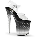 Pleaser プリーザー ヒール キャバ サンダル 厚底 20cm ヒール 透明 クリア 黒 ブラック グラデーション ハイヒール クリアヒール 大きいサイズ ピンヒール オープントゥ セクシー レディース メンズ 20cmヒール 20センチ ヒール STARDUST-808T STDUS808T/C/B-C 取寄