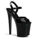 厚底サンダル エナメルサンダル 20cm ヒール 超厚底 ピンヒール 黒 ブラック エナメル Pleaser プリーザー ゴスパンク系 大きいサイズ 小さいサイズ 靴 パーティ レディース セクシー ポールダンス 女装 男装 コスプレ 衣装 20cmヒール 20センチ ヒール XTM809/B/M 取寄
