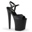 厚底サンダル ベルト付 20cm ヒール 超厚底 ピンヒール 黒 ブラック つや消し Pleaser プリーザー フェイクレザー 大きいサイズ レディース メン...