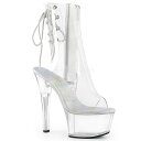 Pleaser プリーザー ショートブーツ レディース メンズ 厚底 15cm ヒール 15cmヒール 透明 クリア オープンヒール クリアヒール 編み上げ レ...