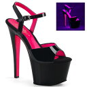 Pleaser プリーザー ヒール キャバ サンダル 厚底 18cm ヒール ネオンピンク 黒 ブラック エナメル 女性 男性 用 ハイヒール 大きいサイズ 小...
