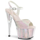 Pleaser プリーザー サンダル 厚底 18cm ヒール 白 ホワイト オパール グリッター アンクルストラップ 大きいサイズ 小さいサイズ セクシー ハイ...