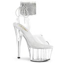 Pleaser プリーザー サンダル 厚底 18cm ヒール 透明 クリア ラインストーン アンクルカフス 大きいサイズ セクシー ハイヒール ピンヒール クリ...