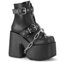 demonia デモニア 厚底 ブーツ ショートブーツ 厚底 13cm ヒール 黒 ブラック 合皮 フェイクレザー つや消し ベルト チェーン ジッパー 小さい...