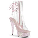 ショートブーツ Pleaser プリーザー ブーツサンダル 厚底 15cm ヒール 15cmヒール クリア ピンク インサイドジッパー ソール キラキラ グリッ...