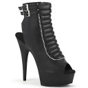 Pleaser プリーザー サンダル 15cm ヒール サンダル ブーツサンダル ブーティサンダル 黒 ブラック オープントゥ インサイドジッパー 厚底 ハイヒ...