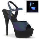 Pleaser プリーザー キャバ ヒール サンダル ハイヒール 15cm ヒール 高め サンダル 緑 グリーン マルチカラー ブラックライト アンクルストラッ...