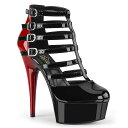 Pleaser プリーザー ブーツ 15cm ヒール サンダル ブーツサンダル ブーティサンダル ブーティ 黒 ブラック 赤 レッド エナメル バックル アンク...