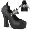 demonia デモニア パンプス 厚底 13cm ヒール 黒 ブラック メタルバット スタッズ 小さいサイズ 大きいサイズ チャンキーヒール ロック パンク ...