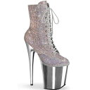 Pleaser プリーザー ショートブーツ 厚底 レディース メンズ 20cm ヒール 銀 シルバー マルチカラー 女装 セクシー ハイヒール 大きいサイズ あり 22cm 23cm 24cm 25cm 26cm 27cm 28cm 29cm 30cm 20cmヒール 20センチ ヒール フラミンゴ FLAMINGO FLAM1020CHRS/SMC/SCH 取寄(4)