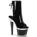 Pleaser プリーザー ブーツサンダル 厚底 黒 ブラック エナメル 18cm ヒール レディース メンズ ピンヒール ハイヒール 大きいサイズ 小さいサイ...