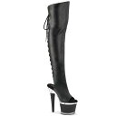 Pleaser プリーザー ブーツサンダル 厚底 黒 ブラック 合皮 18cm ヒール レディース メンズ ピンヒール ハイヒール 大きいサイズ 小さいサイズ ...