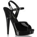 Pleaser プリーザー サンダル 厚底 黒 ブラック エナメル 15cm ヒール レディース メンズ ハイヒール ピンヒール 大きいサイズ 小さいサイズ ア...
