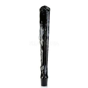 Pleaser プリーザー ニーハイブーツ サイハイブーツ 厚底 黒 ブラック エナメル 18 cm ヒール レディース メンズ ハイヒール 編み上げ レースアップ ジッパー 靴 大きいサイズ あり 22cm 23cm 24cm 25cm 26cm 27cm 28cm 18センチ ヒール 高め ADORE-3063 ADO3063/B/M 取寄