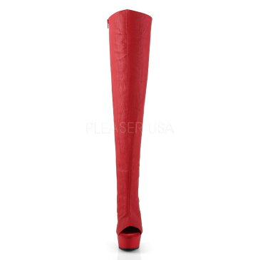 ニーハイブーツ サイハイブーツ 厚底 Pleaser プリーザー 15 cm ヒール ブーツサンダル オーバーニーブーツ オープントゥ オープンヒール レッド 赤 つや消し 大きいサイズ セクシー 女装 コスプレ ステージ 衣装 レディース メンズ DELIGHT-3019 DEL3019/RPU/M 取寄