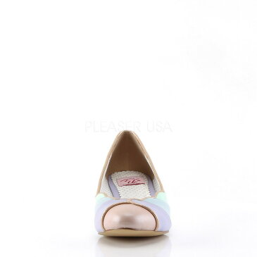 Pleaser プリーザー ローヒール パンプス レディース メンズ 4cm ヒール 低め マルチカラー 合皮 フェイクレザー シェルデザイン コスプレ ドレス 衣装 女装 靴 シューズ 女性 男性 用 大きいサイズ 小さいサイズ 23cm 24cm 25cm 26cm 27cm LULU-05 LULU05/W-MTMCPU 取寄