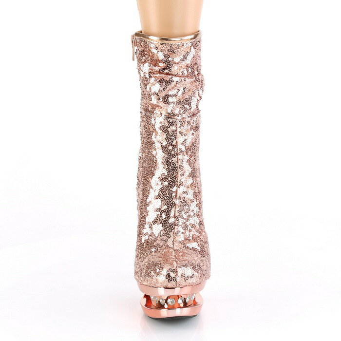 Pleaser プリーザー ショートブーツ キャバ ヒール 厚底 レディース メンズ 15cm ヒール 15cmヒール ローズゴールド スパンコール ジッパー セクシー ハイヒール 大きいサイズ 22cm 23cm 24cm 25cm 26cm 27cm 15センチ ヒール BLONDIE-R-1009 BL-R1009/ROGDSQ/RGCH 取寄 2