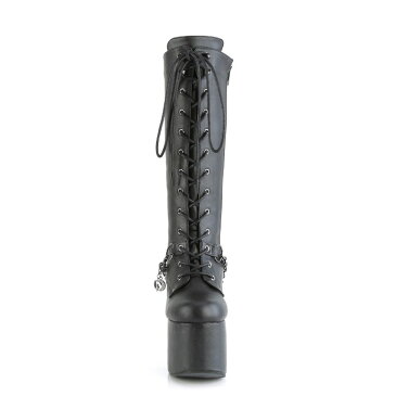 demonia デモニア ロングブーツ 厚底 14 cm ヒール 黒 ブラック チェーン 編み上げ レースアップ ジッパー 厚底靴 小さいサイズ 大きいサイズ ロック パンク ゴシック ゴスロリ 原宿系 ファッション コーデ シューズ レディース メンズ TORMENT-170 TOR170/BVL 取寄