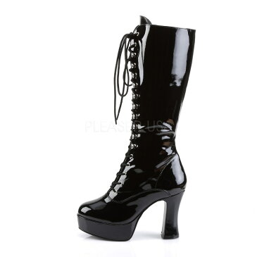 Pleaser プリーザー ロングブーツ レディース メンズ 10cm ヒール 黒 ブラック エナメル 大きいサイズ 小さいサイズ 厚底靴 チャンキーヒール 編み上げ ジッパー コスプレ 衣装 靴 23cm 24cm 25cm 26cm 27cm 28cm 29cm 30cm 10センチ ヒール EXOTICA-2020 EXO2020/B 取寄