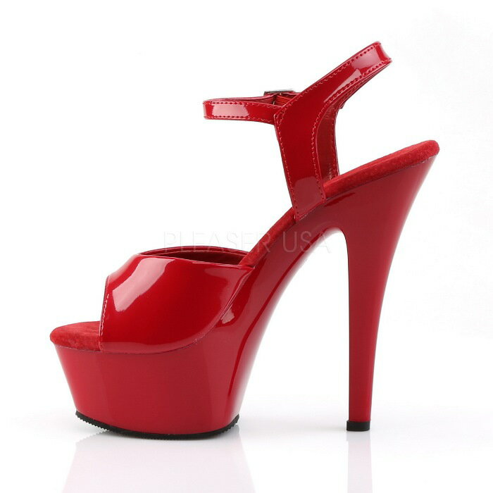 サンダル 厚底 Pleaser プリーザー 15cm ヒール 赤 レッド エナメル アンクルストラップ ハイヒール ピンヒール オープントゥ ポールダンス パーティー コスチューム エナメルサンダル 衣装 大きいサイズ 靴 レディース メンズ KISS-209 KISS209/R/M 取寄 3