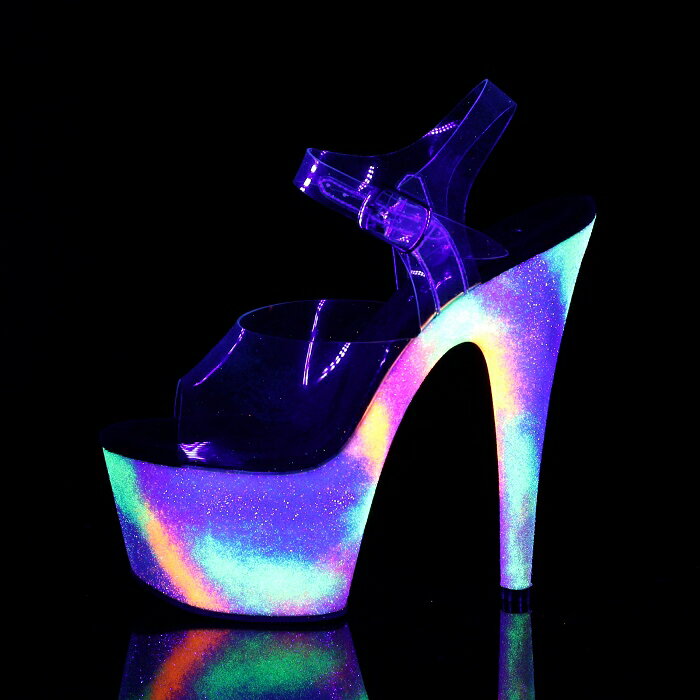 サンダル 厚底 Pleaser プリーザー 18cm ヒール 透明 クリア マルチカラー ギャラ...