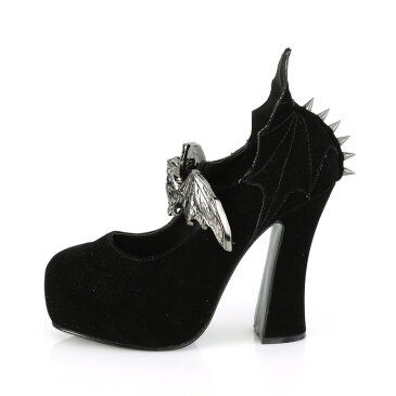demonia デモニア パンプス 厚底 13 cm ヒール 黒 ブラック ベルベット メタルバット スタッズ 小さいサイズ 大きいサイズ チャンキーヒール ロック パンク V系 ゴスロリ 原宿系 ロリータ ファッション コーデ 衣装 靴 レディース メンズ DEMON-18 DEMON18/BVEL 取寄