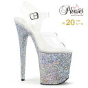 20cm ヒール 厚底 キャバ サンダル Pleaser プリーザー 大きいサイズ ハイヒール ピンヒール ポールダンス アンクル ストラップ 厚底ヒール クリア 銀 シルバー グリッター レディース メンズ 20cmヒール 20センチ ヒール フラミンゴ FLAM808LG/C/SG 即納 取寄せ 公式