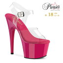 Pleaser プリーザー ヒール サンダル 厚底 18cm ヒール 透明 クリア ホットピンク ストラップ 大きいサイズ 小さいサイズ セクシー ハイヒール ...