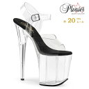 20cm ヒール 厚底 キャバ サンダル Pleaser プリーザー 大きいサイズ 小さいサイズ ハイヒール ピンヒール クリアヒール ポールダンス ストラップ...