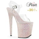 20cm ヒール 厚底 キャバ サンダル Pleaser プリーザー 大きいサイズ ハイヒール ピンヒール ポールダンス アンクル ストラップ 厚底ヒール クリア オパール色 カラフル グリッター レディース メンズ 20cmヒール 20センチ ヒール フラミンゴ FLAM808LG/C/OPG 即納 取寄 公式