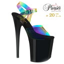 20cm ヒール 厚底 キャバサンダル Pleaser プリーザー 大きいサイズ 超厚底 ハイヒール ピンヒール ポールダンス アンクル ストラップ 厚底ヒール レインボー色 PVC レディース メンズ 20cmヒール 20センチ ヒール フラミンゴ FLAM808RB/RBOWPVC/B 即納 取寄 公式