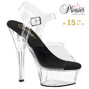 プリーザー Pleaser クリアヒール サンダル ダンス キャバ ヒール クリア 黒 ブラック 厚底 15cm ヒール レディース メンズ 厚底サンダル 大きいサイズ 小さいサイズ ハイヒール ピンヒール 15センチ ヒール 女装 ポールダンス コンテスト KISS208/C-B/C 即納 取寄 公式