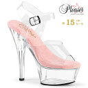 プリーザー Pleaser クリアヒール サンダル ダンス キャバ ヒール クリア ベビーピンク 厚底 15cm ヒール レディース メンズ 厚底サンダル 大きいサイズ 小さいサイズ ハイヒール ピンヒール 15センチ ヒール 女装 ポールダンス コンテスト KISS208/C-BP/C 即納 取寄 公式