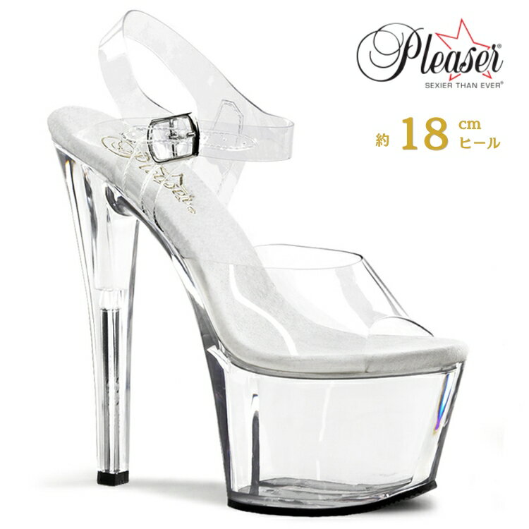 Pleaser プリーザー クリアヒール サンダル キャバ ヒール クリア サンダル 厚底 18cm ヒール レディース メンズ 厚底サンダル 大きいサイズ 小さいサイズ セクシー ハイヒール ピンヒール 女装 ポールダンス 衣装 18センチ ヒール SKY-308 SKY308/C/M 即納 取寄 公式