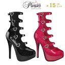 Pleaser プリーザー ブーティー 厚底 黒 ブラック ピンク ピンヒール 15cm ヒール グリッター エナメル パンプス シューズ 小さいサイズ あり 大きいサイズ 対応 レディース キャバ ナイトドレス 衣装 ダンス コスプレ 盛れる 脚長 パーティー 用 靴 TEEZE-23 取寄 公式