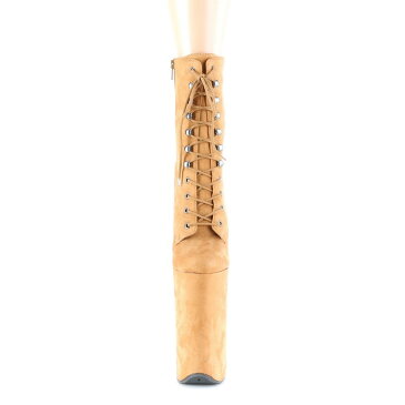 Pleaser プリーザー ショートブーツ 25.5 cm ヒール ブーツ ハイヒール ピンヒール キャメル フェイクスウェード 厚底 超厚底 編み上げ レースアップ 大きいサイズ シューズ セクシー ポールダンス コスプレ ステージ 衣装 女装 BEYOND-1020FS BEY1020FS/CLFS/M 取寄