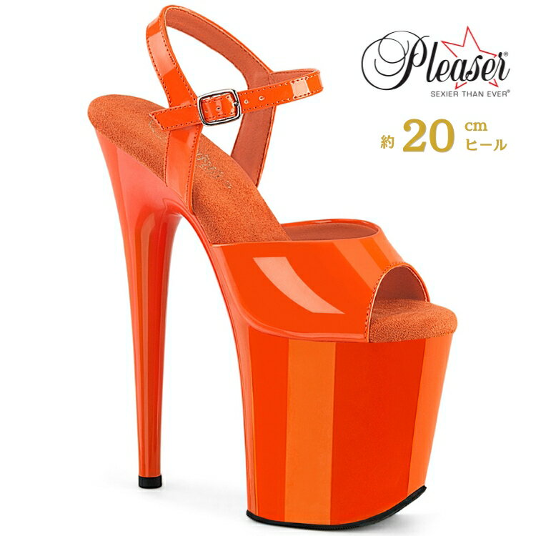 乐天商城 - Pleaser プリーザー ヒール 20cm 厚底 サンダル ポールダンス 用 ヒール フラミンゴ 大きいサイズ 対応 オレンジ エナメル レディース メンズ 女性 男性 20センチ ヒール ハイヒール ピンヒール FLAMINGO-809 FLAM809/OG/M 取寄