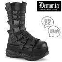 demonia デモニア 厚底 ブーツ ショートブーツ ミドルブーツ 8cm ヒール 黒 ブラック つや消し 厚底ブーツ メンズブーツ バックル ストラップ ベルト ジッパー 大きいサイズ 厚底靴 ダンス V系 ブーツ ゴスロリ ゴス パンク 原宿系 メンズ NEPTUNE-210 NEP210/BVL 即納