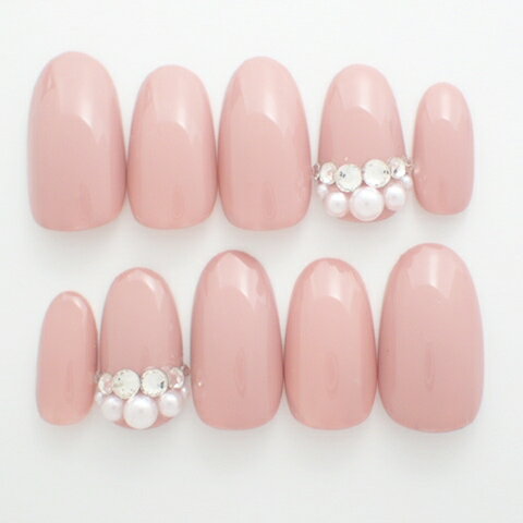 【ジェルネイルチップ】レッドブラウンシンプルパールストーン　ベリーショートからレギュラーオーバルまで長さが選べます ブラウン 短いネイル