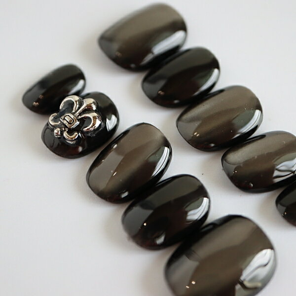 ネイルチップ ジェルネイル ブラックマグネットクロムネイル メンズネイル 黒 シンプル サイズオーダー ショート